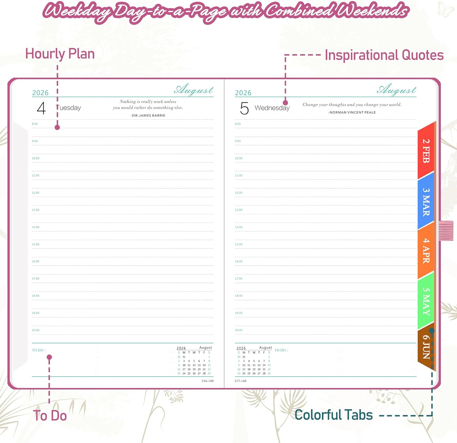 Thumbnail 3 de Academic Diary 2026–2027: Page a Day A5 with Monthly View (Aug 2026–Jul 2027) in Pink