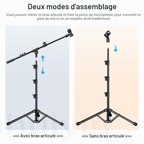 Thumbnail 6 de Support de micro sur trépied ZOMON avec perche réglable et adaptateur pour baladodiffusion