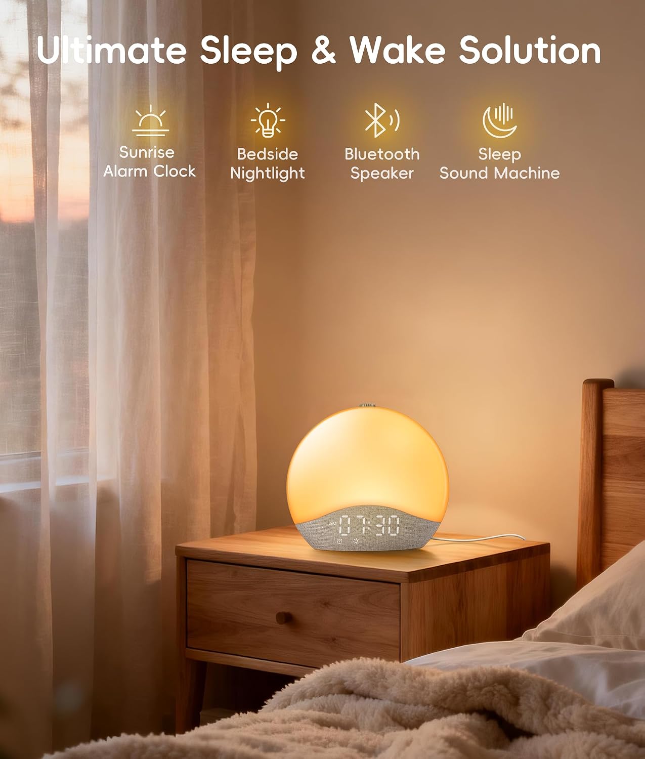 Thumbnail 6 de ecozy Sunrise Alarm Clock, Bluetooth Time Sync, Wake Up Light