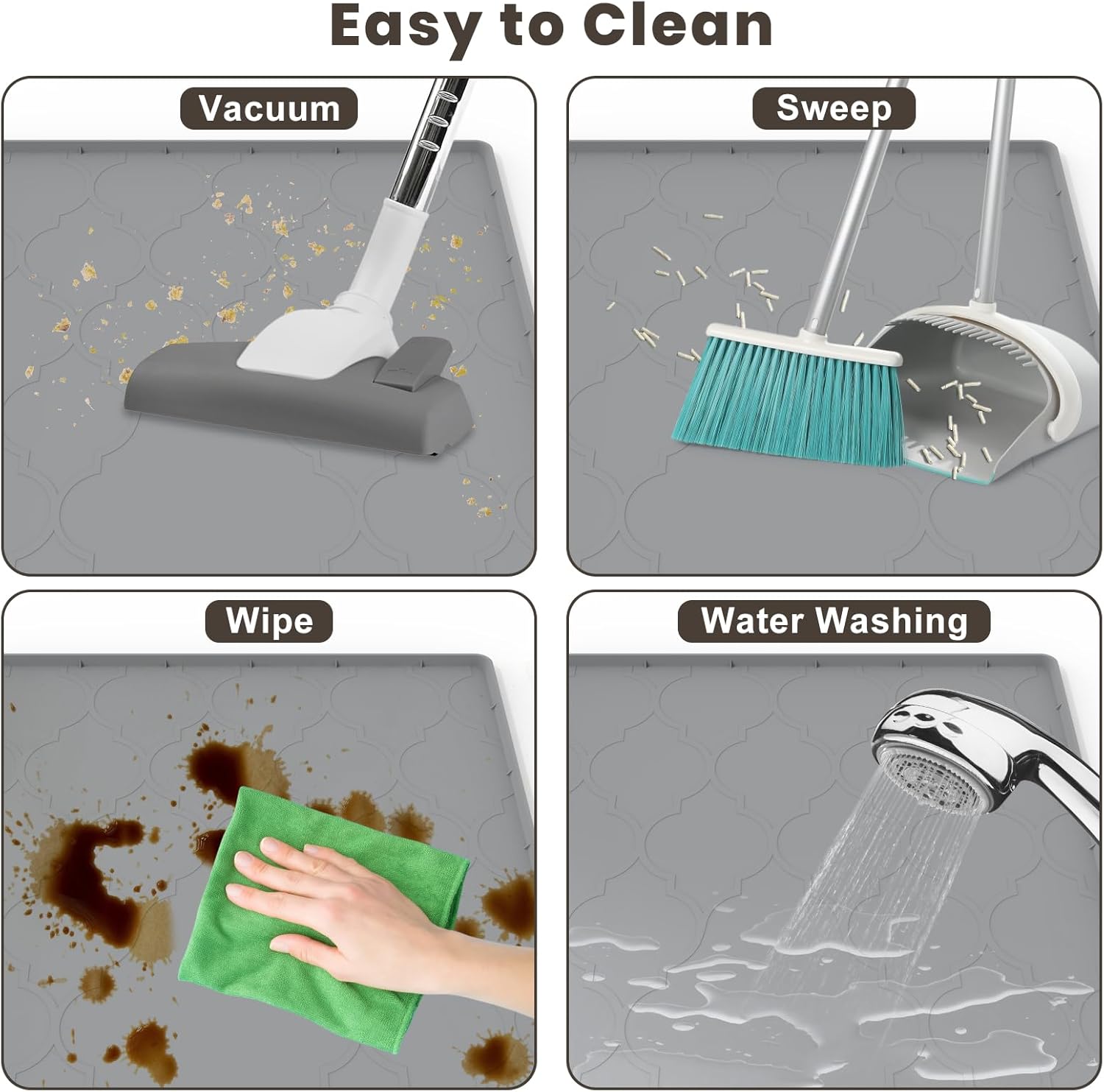 Thumbnail 6 de kixcvdm Katzenklo Matte aus Silikon „Matte“ (Spacegrau, XL) – rutschfest & wasserdicht