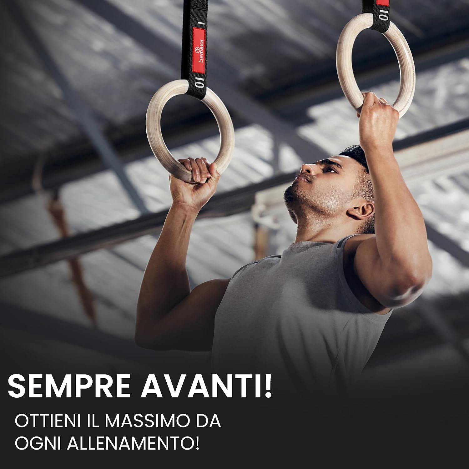 Thumbnail 6 de Anelli Ginnastica in Legno BeMaxx con Ancoraggio da Porta e Cinghie Regolabili – Programma di Allenamento Calisthenics