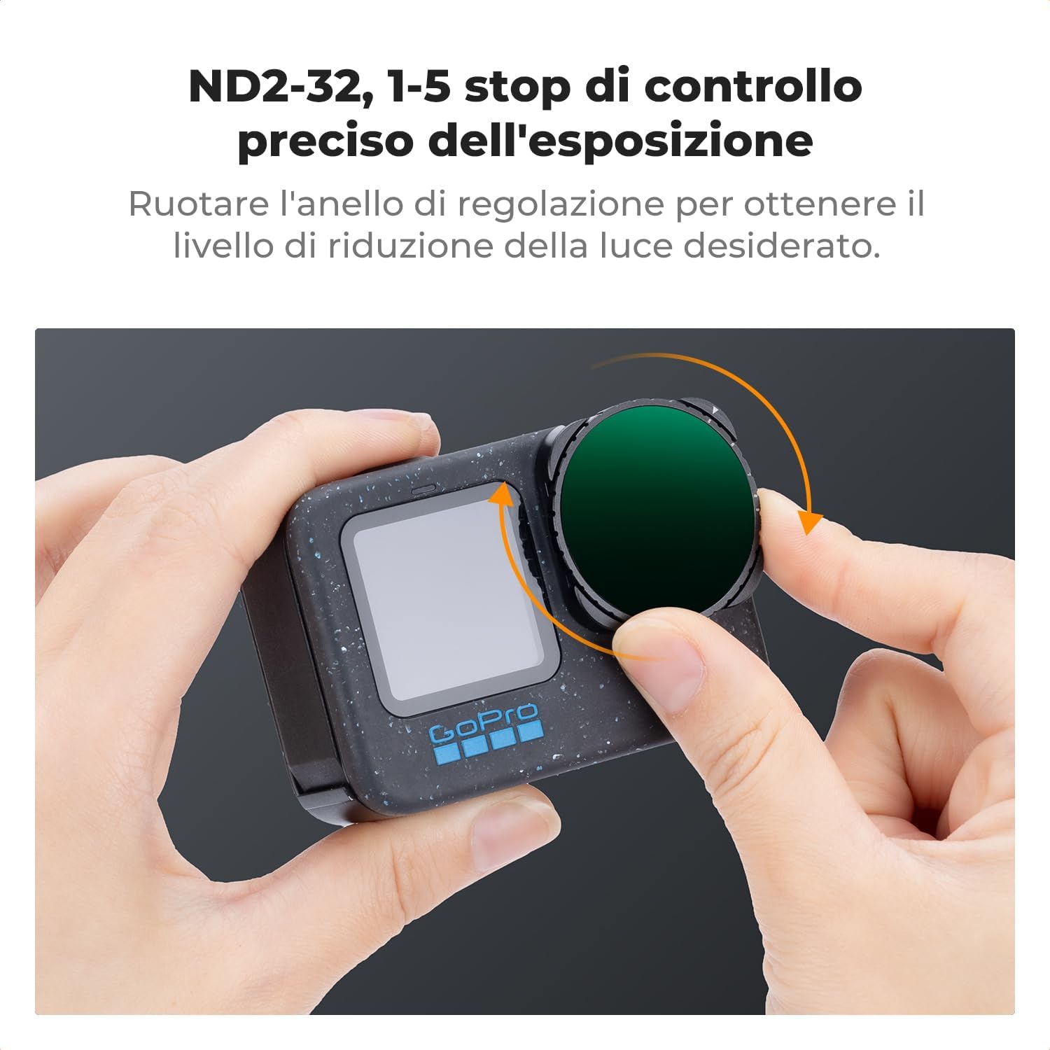 Detalle de K&F Concept 2 Pezzi Kit ND Filtri per GoPro Hero (ND2-32 e ND32-512)