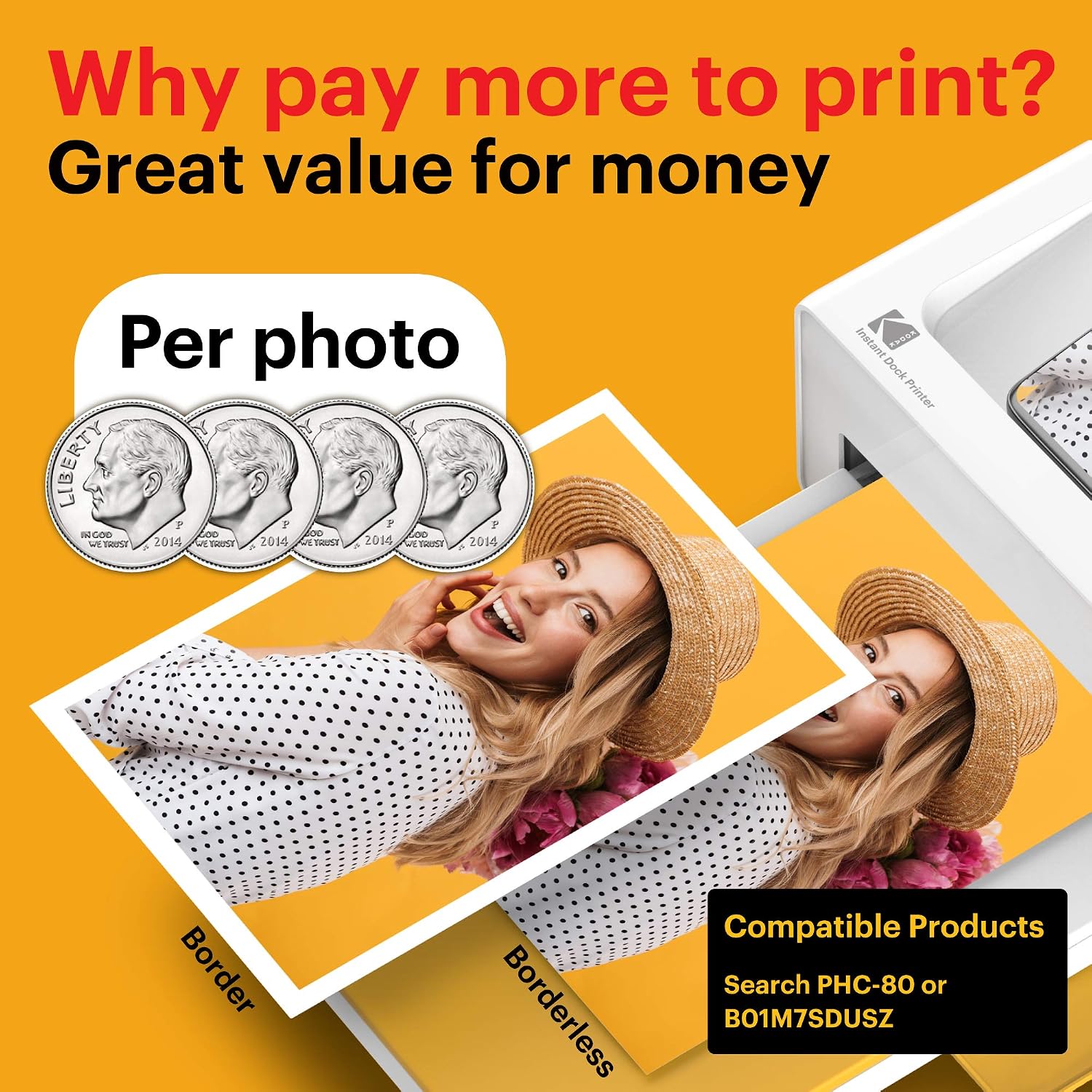 Thumbnail 6 de KODAK PD460 – Imprimante photo 10x15 cm, Bluetooth et Docking, Blanc & Jaune