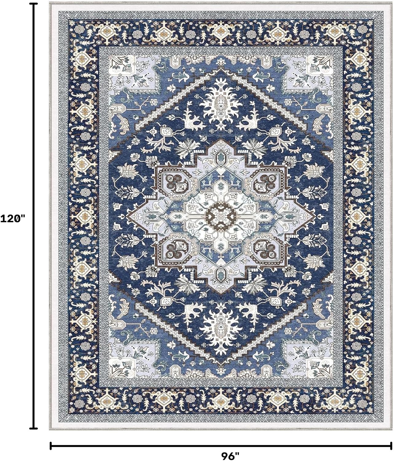 Detalle de OPPODREAM Soft 8x10 Area Rug in Navy Blue & Gold
