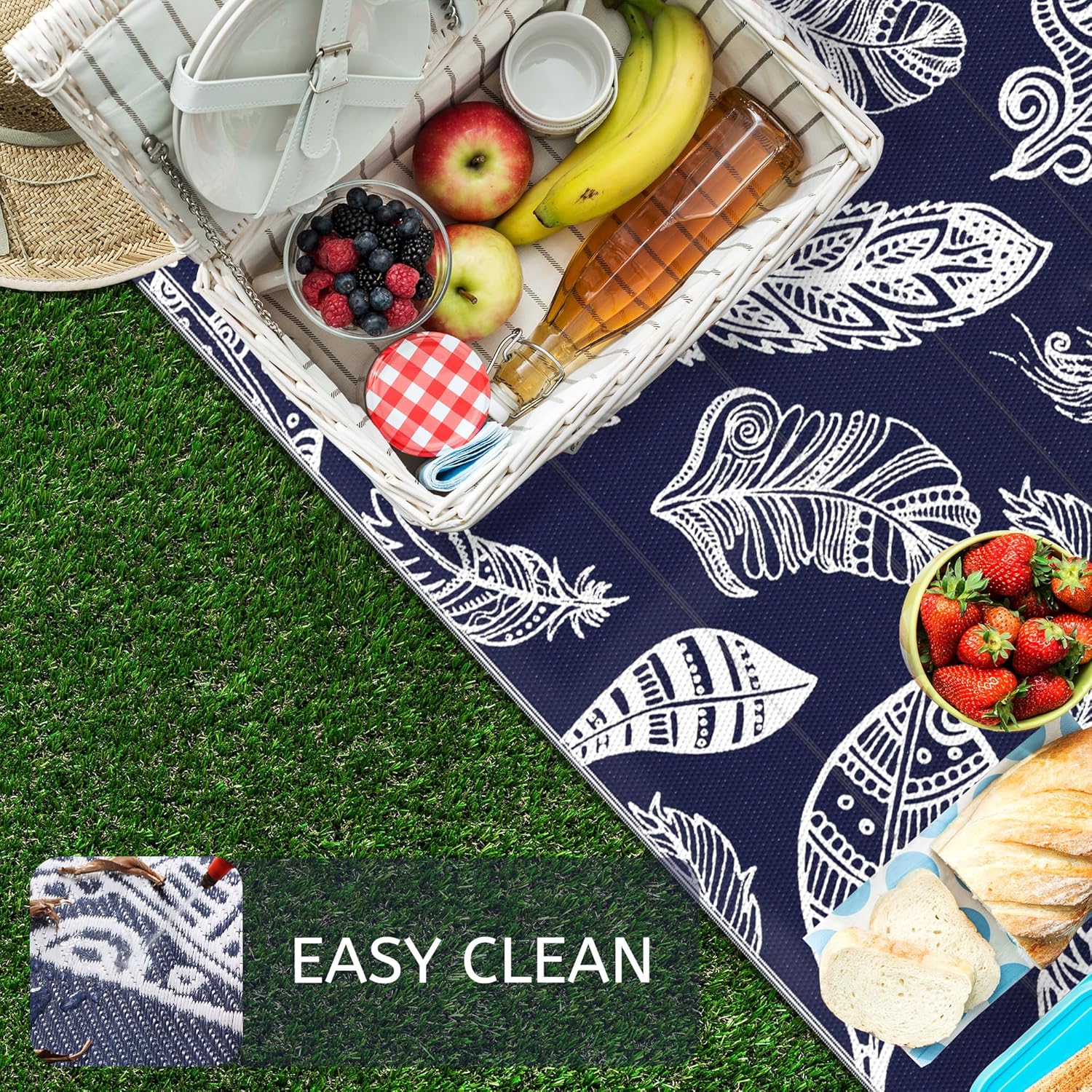 Detalle de GENIMO Outdoor Rug 180x275cm – Waterproof & UV Resistant Patio Mat 🧩