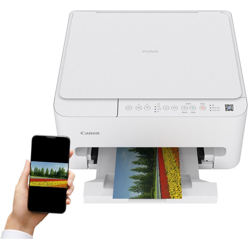 Detalle 2 de Canon PIXMA TS4150i: Impresora multifunción Wi‑Fi en blanco, ideal para casa u oficina