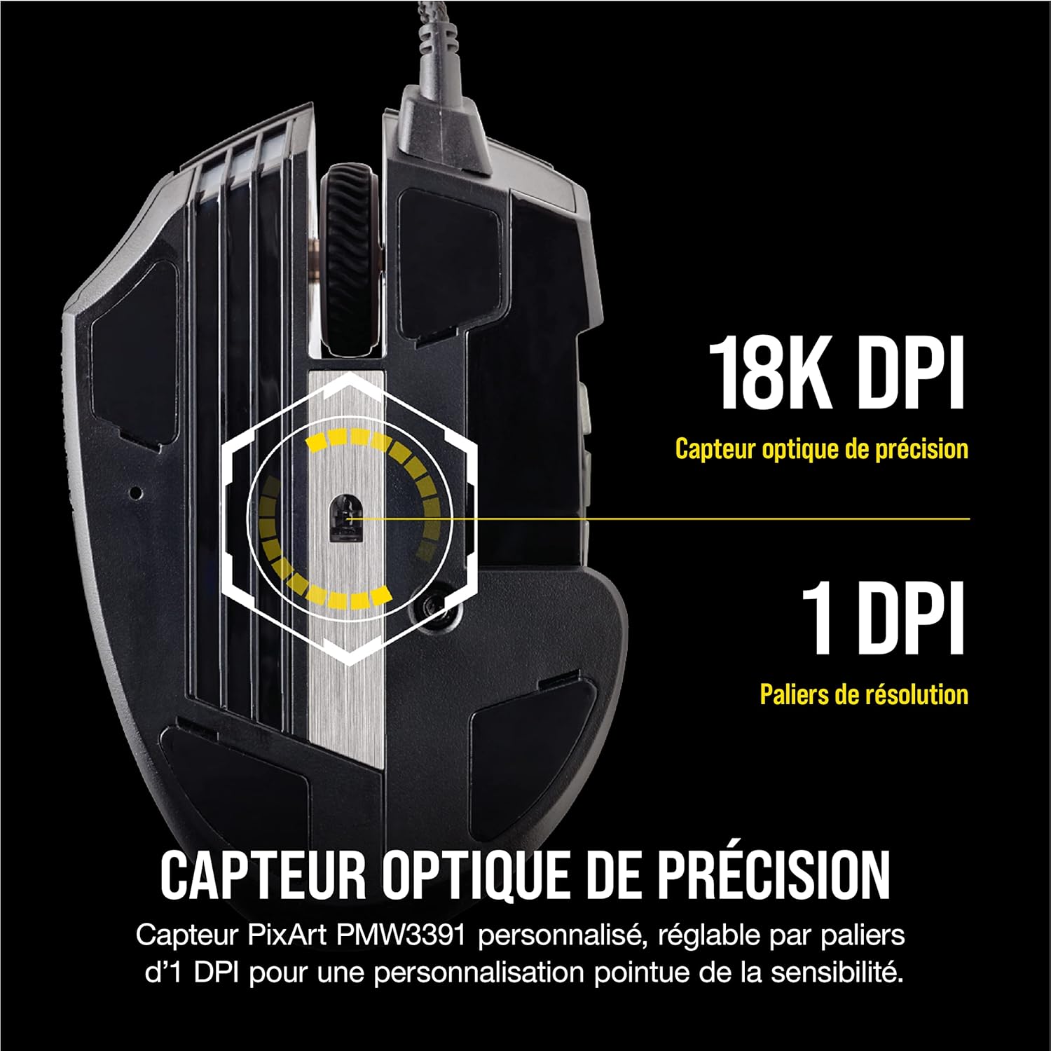 Detalle de Corsair Scimitar RGB Elite : Souris filaire MOBA/MMO 17 boutons programmables