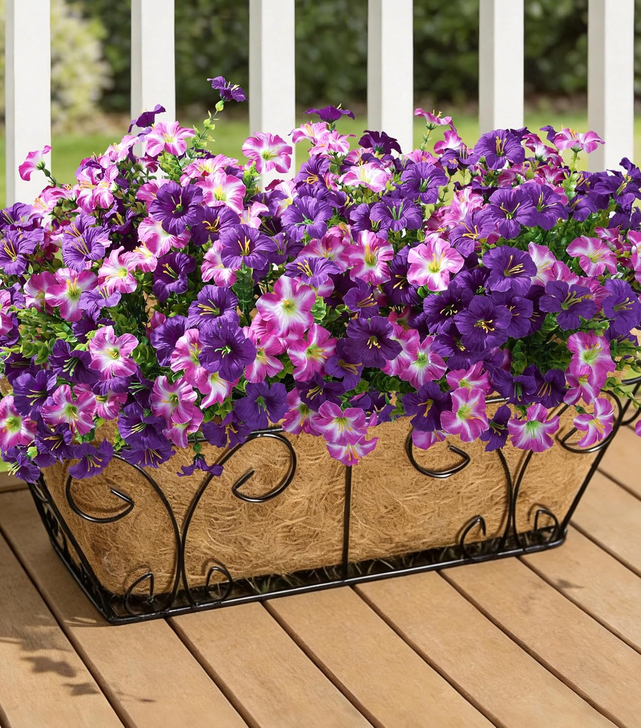 Thumbnail 6 de Artificial Flowers for Outdoors: 20 Bundles Silk Petunia with Eucalyptus, UV-Resistant Faux Flowers for Outdoor Planters