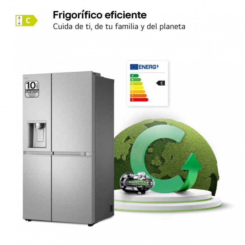 Detalle 1 de LG Serie 900 GSLE91MBAC Frigorífico Americano con acero texturizado antihuellas
