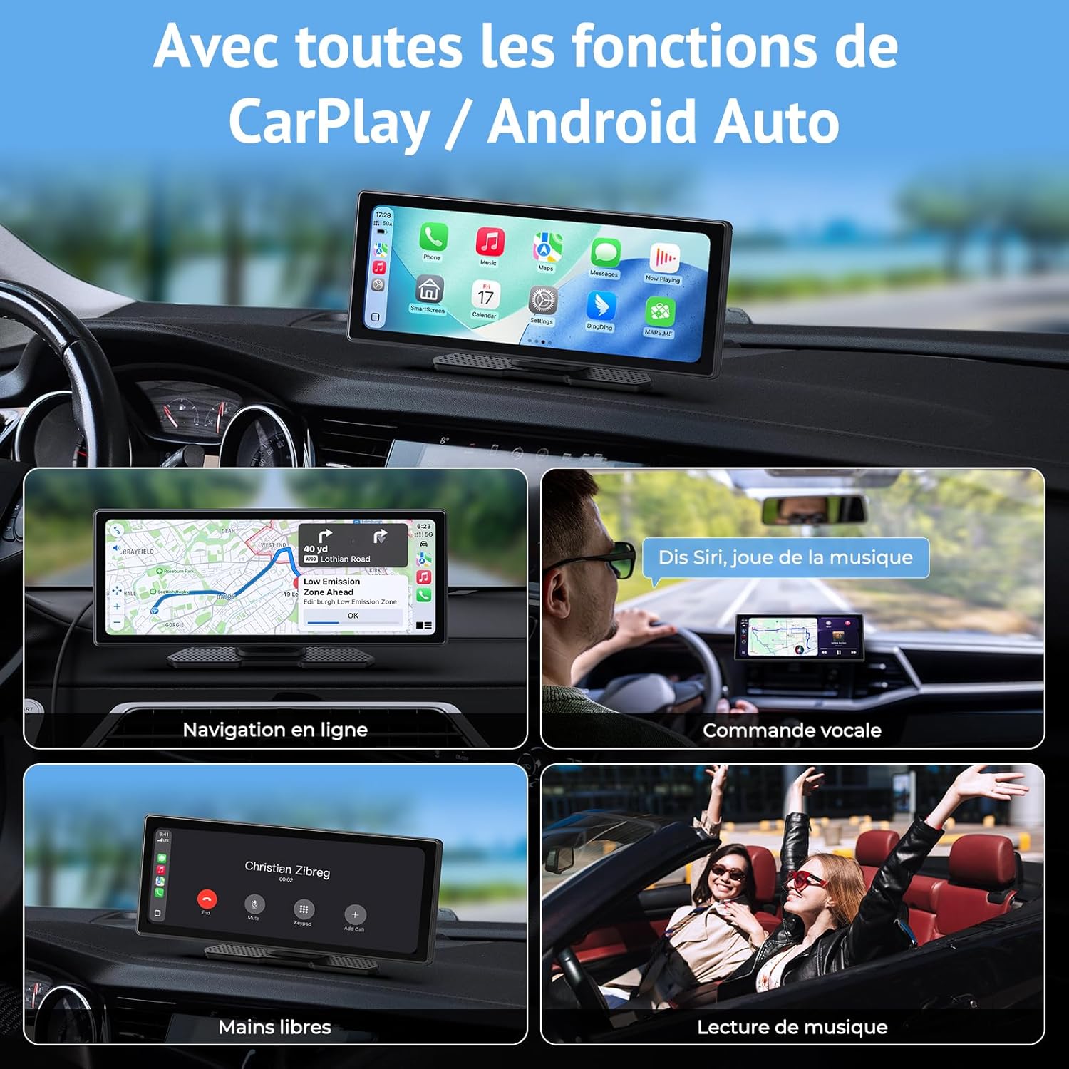 Thumbnail 5 de Wonsidary Carplay 10,26'' — Écran multimédia sans fil avec CarPlay/Android Auto, caméra de recul et commandes au volant