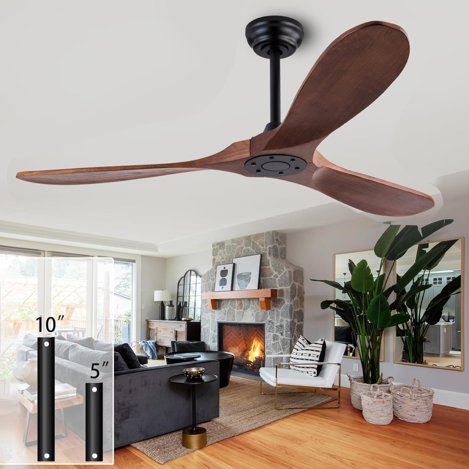Thumbnail 6 de Ceiling Fan With Light, 60-Inch