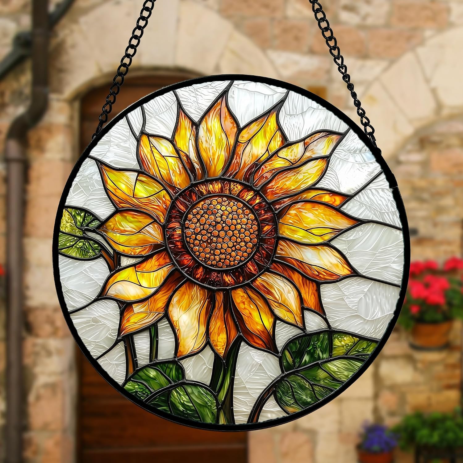 Detalle de DASTOLL 9.8-Inch Sunflower Stained Glass Window Suncatcher