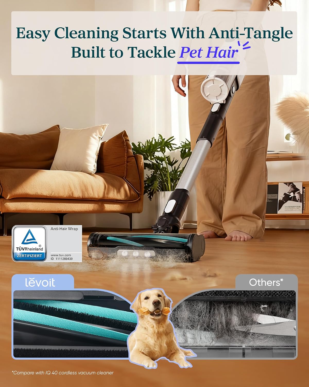 Detalle 2 de Levoit Cordless Stick Vacuum, 50 Min ⚡