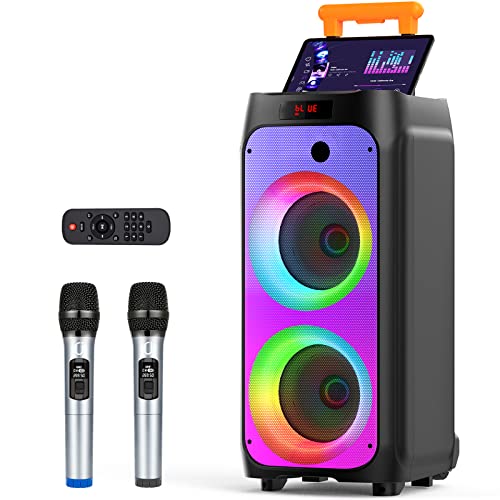 Detalle de JYX Karaoke Profesional 500W con 2 Micrófonos Inalámbricos: karaoke móvil para fiestas