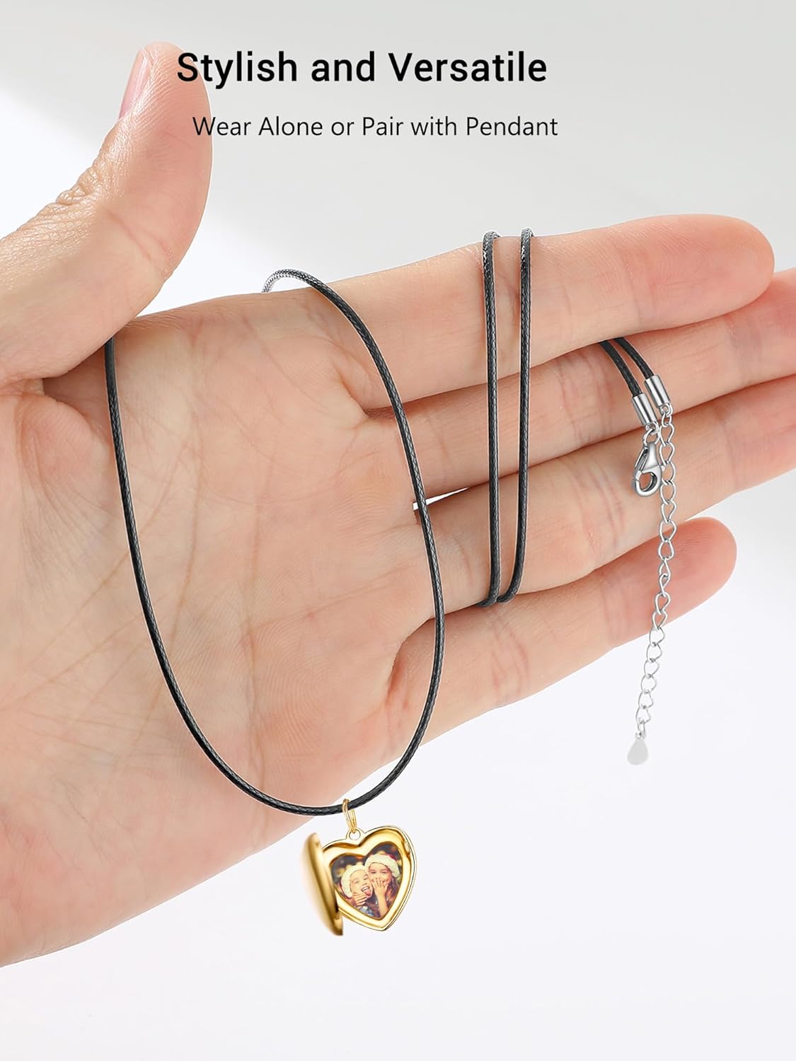 Thumbnail 3 de PROSILVER Collier Cuir Noir avec Fermoir Argent 925 – Longueurs 41 à 71 cm, cordon fin