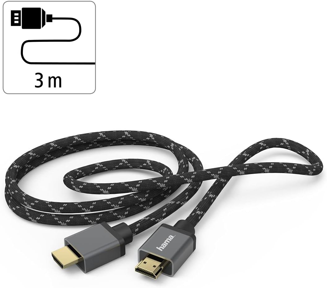 Thumbnail 1 de Hama câble HDMI ultra haute vitesse certifié mâle-mâle 3 m (8K/60 Hz, 4K/120 Hz, eARC) gris-noir