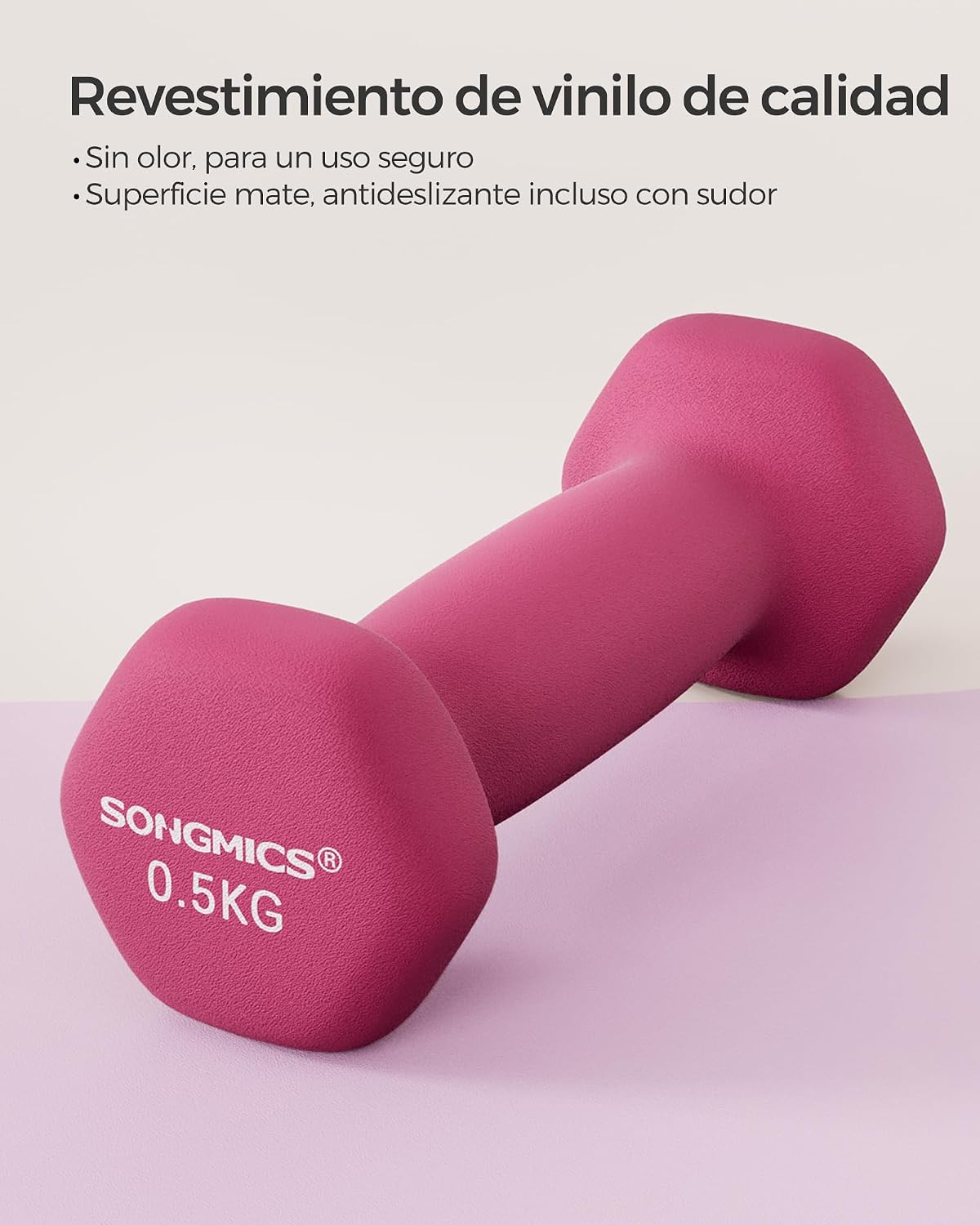 Detalle 2 de SONGMICS Juego de 2 mancuernas hexagonales 11,5 cm 🏋
