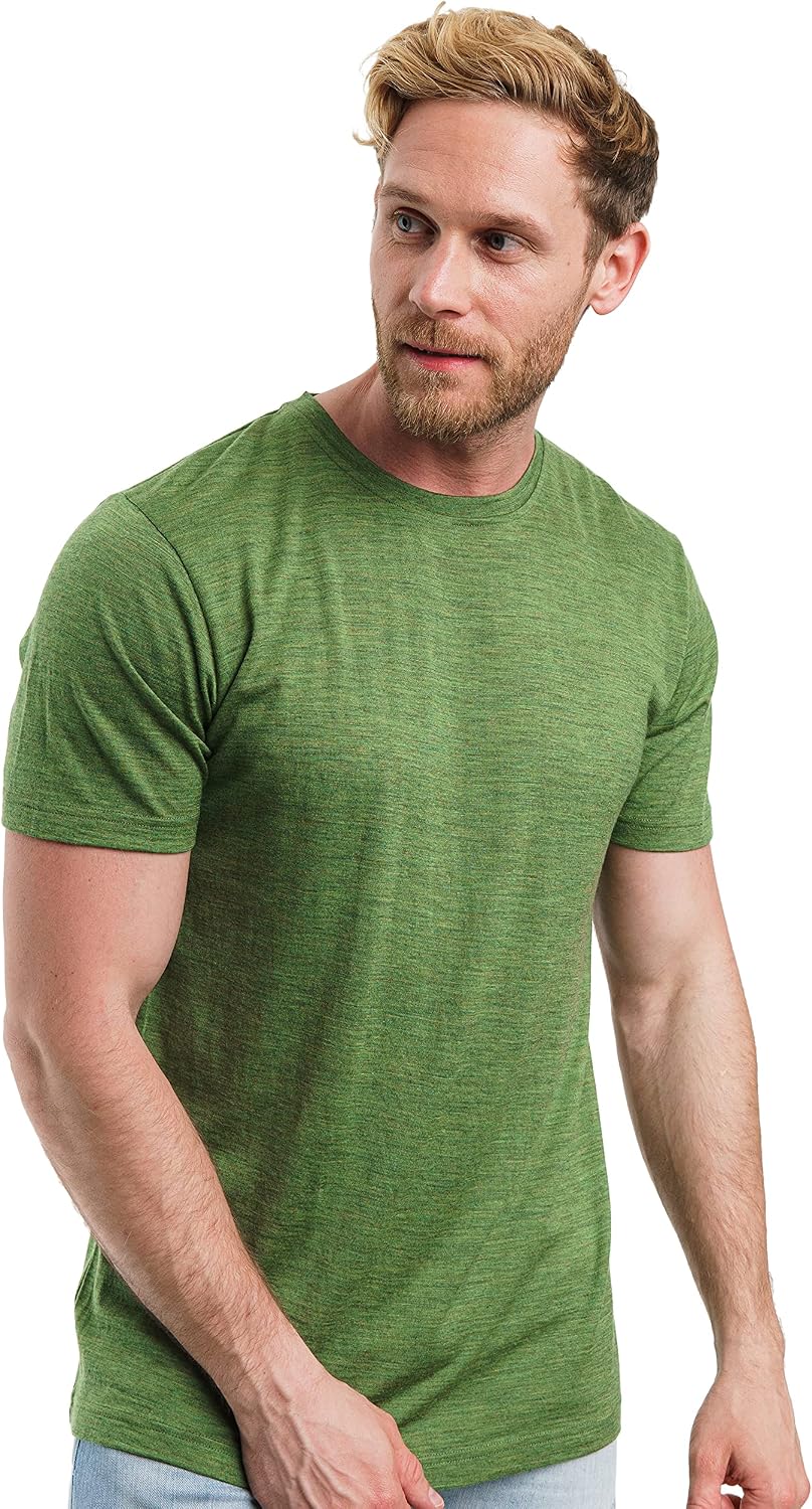 Detalle de 100% Merino T‑Shirt Herren Kurzarm (Sport Shirt) aus Merinowolle – Lightweight 180 g/m²