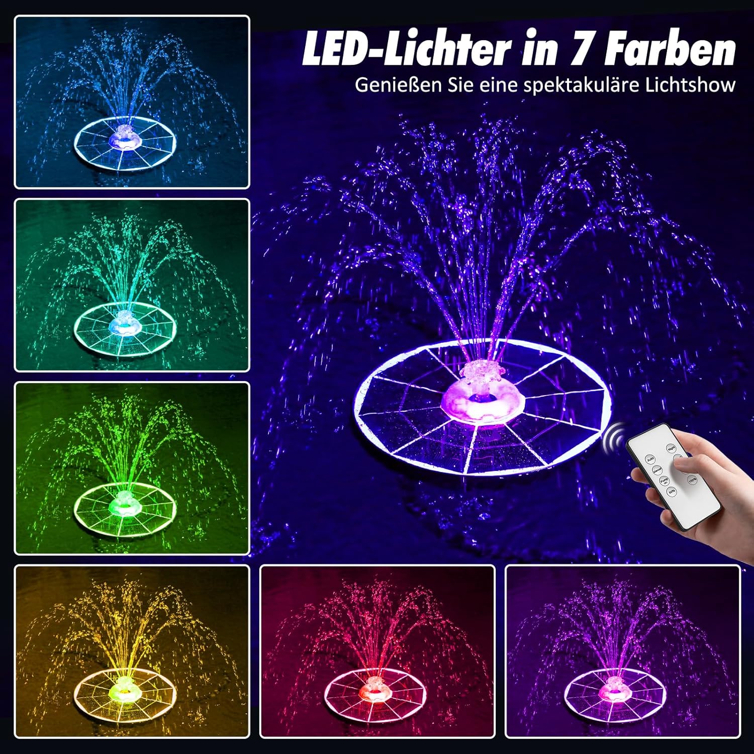 Thumbnail 4 de AISITIN 6.5W LED Solar Springbrunnen für Außen mit Fernbedienung