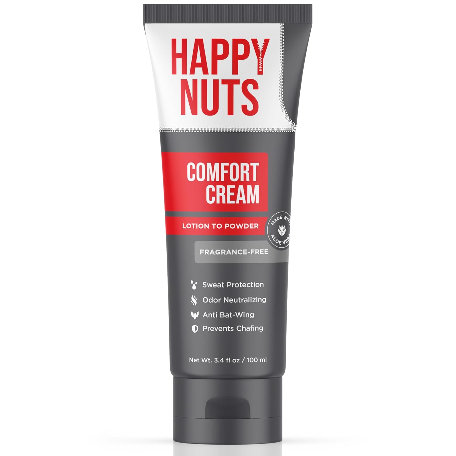 Detalle de HAPPY NUTS Comfort Cream Deodorant for Men: Aluminum-Free, Lotion-to-Powder Anti-Chafing Protection