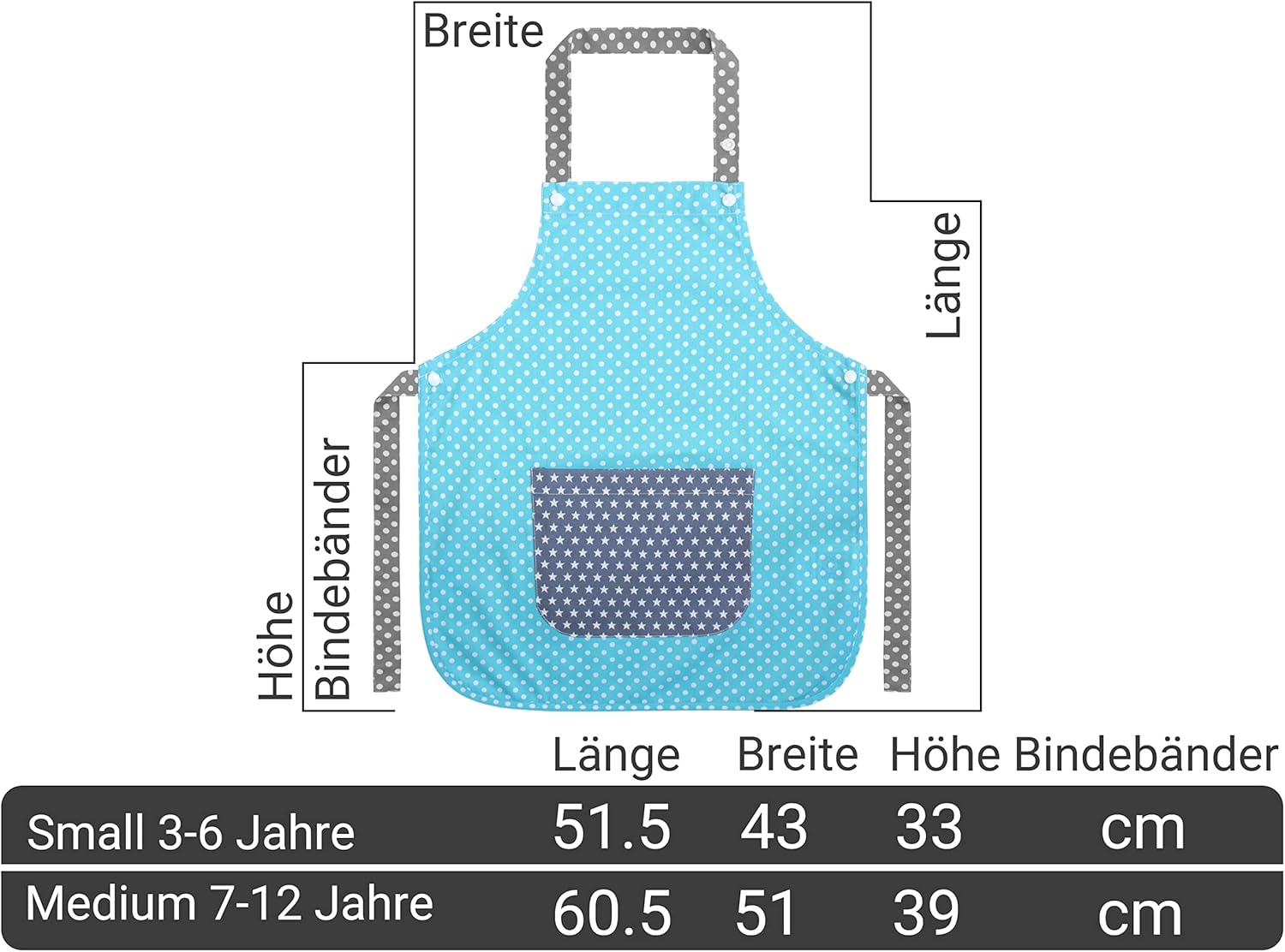Detalle de Emily’s Check Tablier à bavette pour enfants – 3–6 ans, 2 tailles, 5 variantes