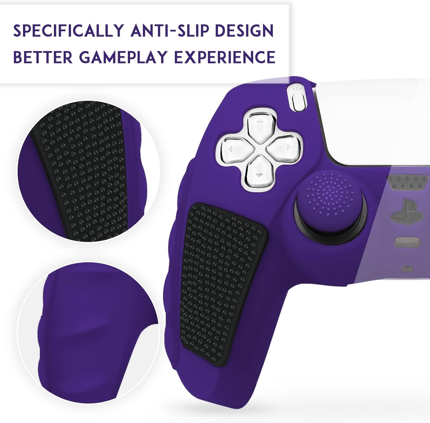 Detalle de SIKEMAY Anti-Slip PS5 Controller Skin + Thumb Grip Caps (2-Pack)