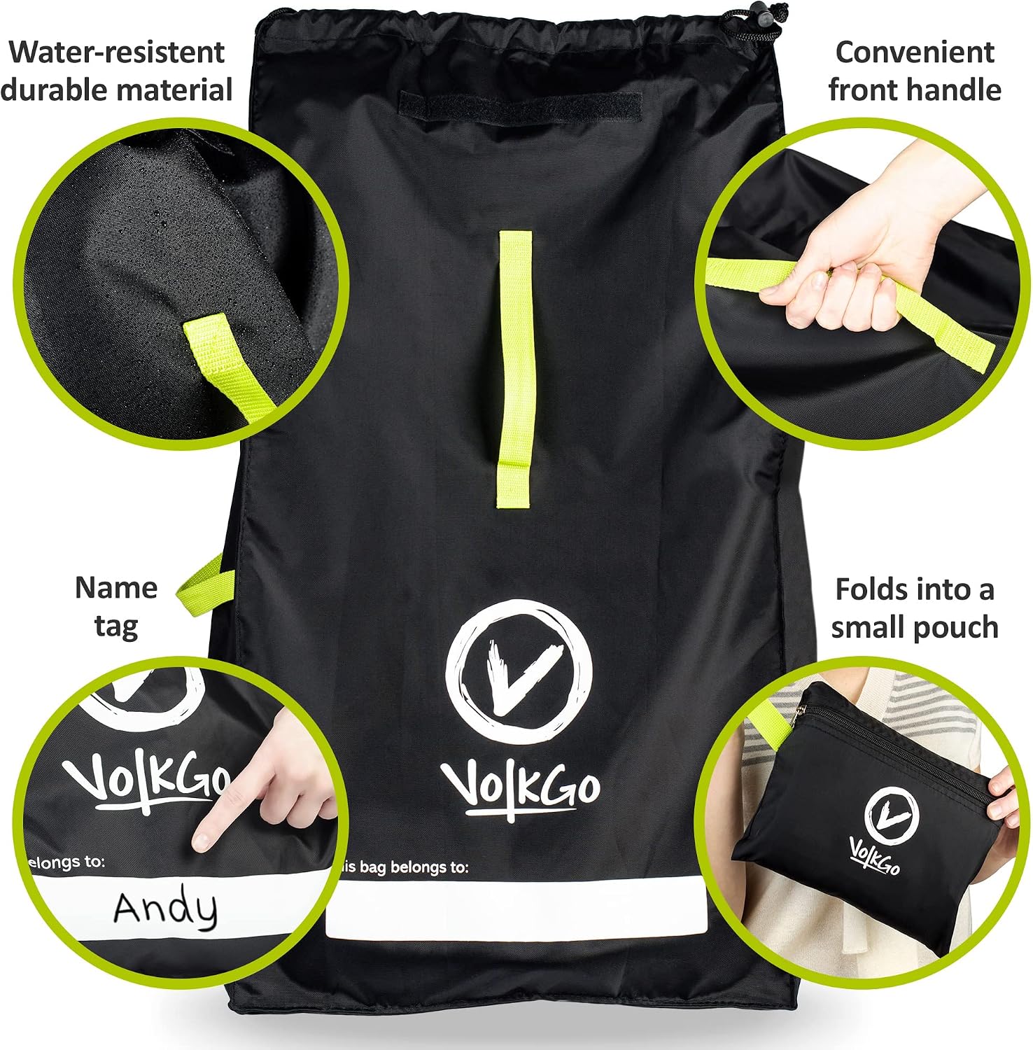 Detalle de V VOLKGO 150 Car Seat Travel Bag, Water-Resistant with Padded Handles