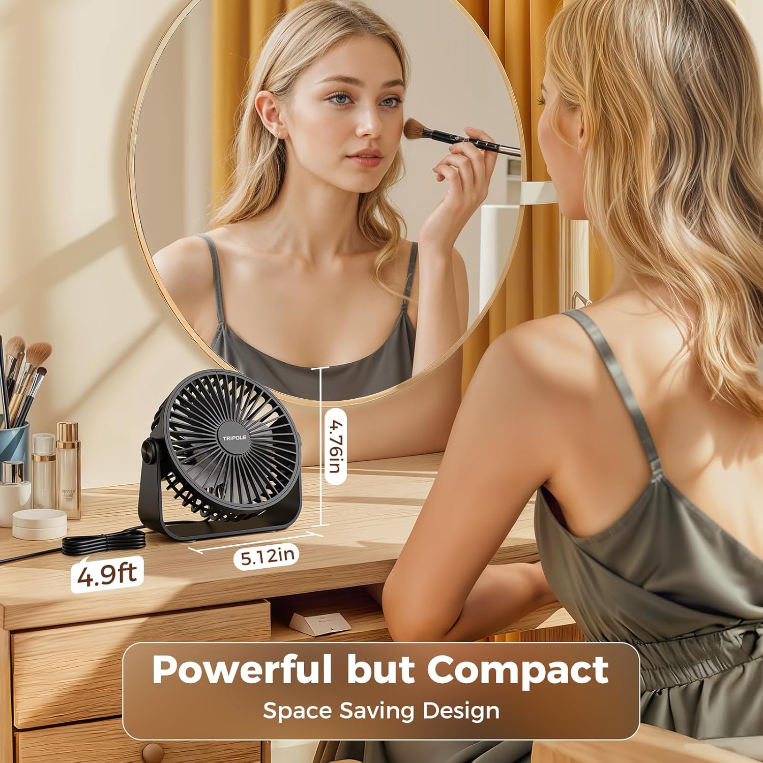 Thumbnail 5 de TriPole USB-Schreibtischventilator – kompakt, 3 Geschwindigkeiten, 360° Kopfverdrehung