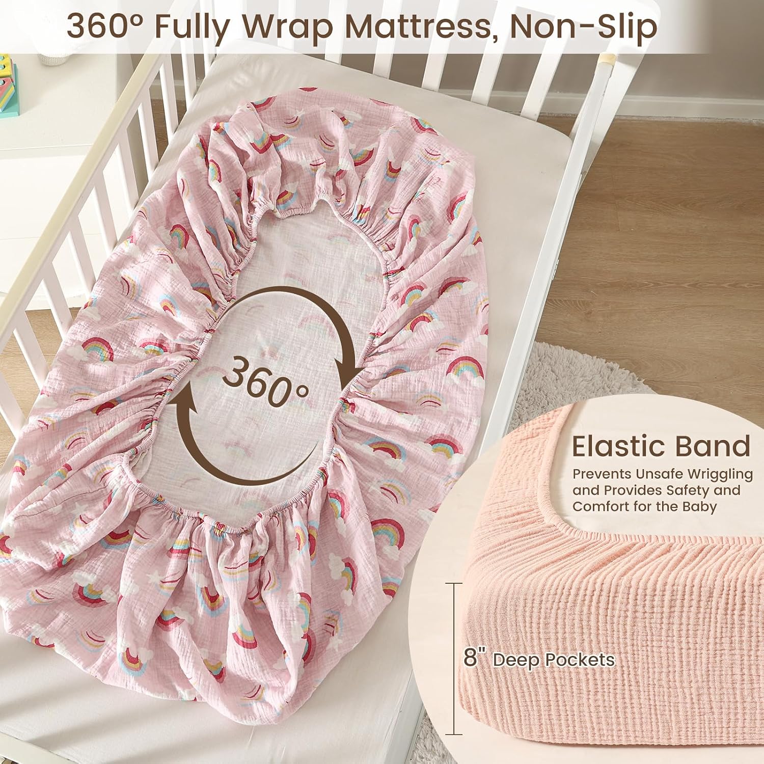 Thumbnail 4 de David's Kids Muslin Crib Sheets, 100% Cotton