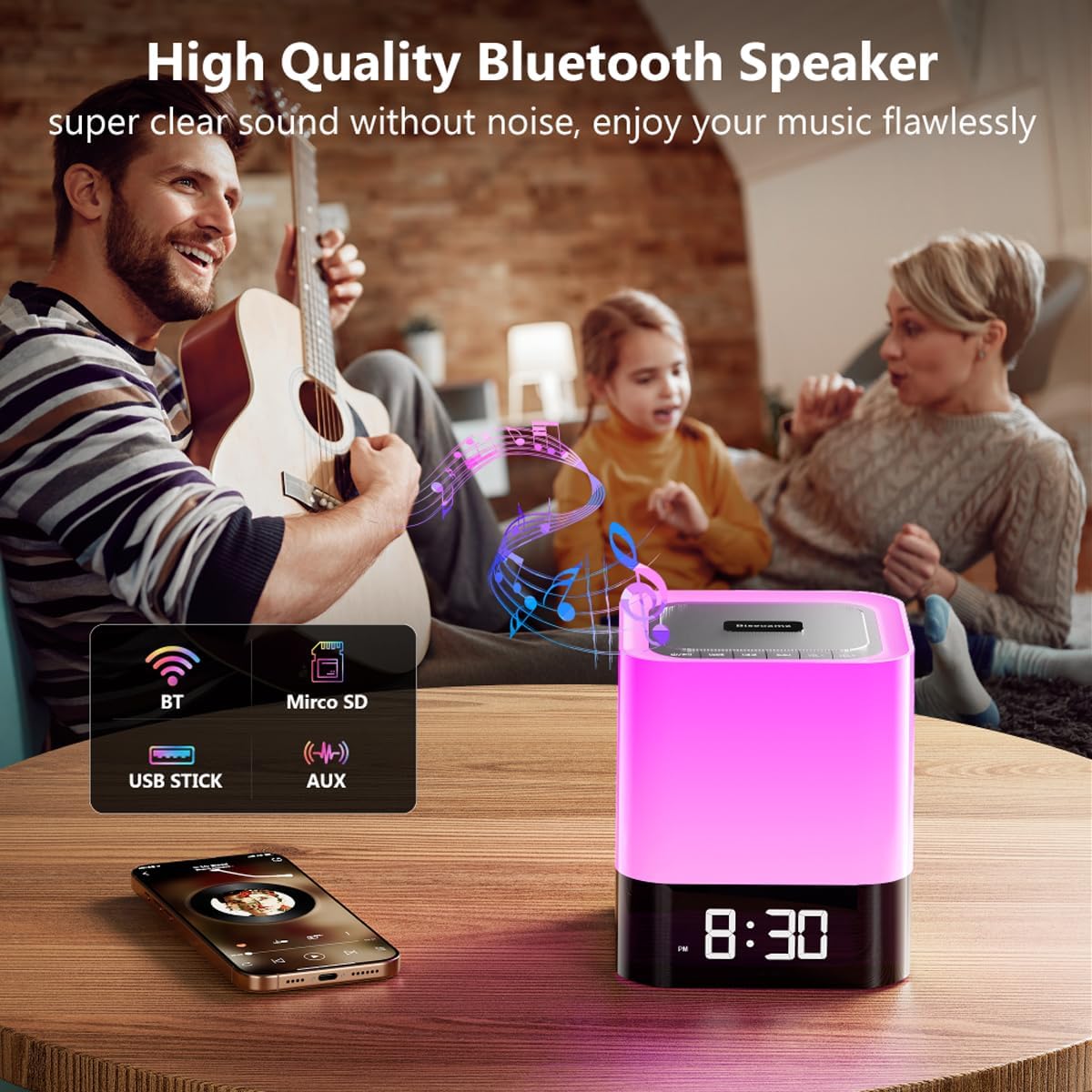 Detalle 2 de Bedside Lamp with Alarm Clock Bluetooth Speaker 5‑in‑1