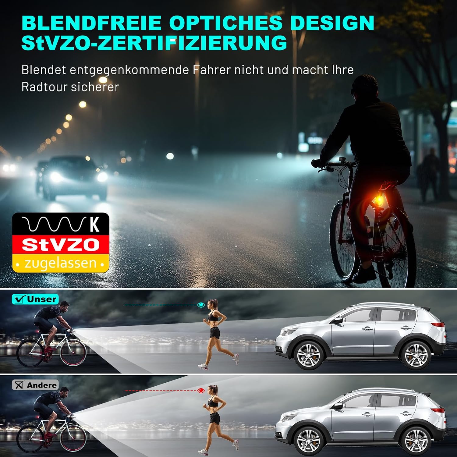 Thumbnail 5 de TECHCYC Fahrradlicht-Set mit 70 Lux LED