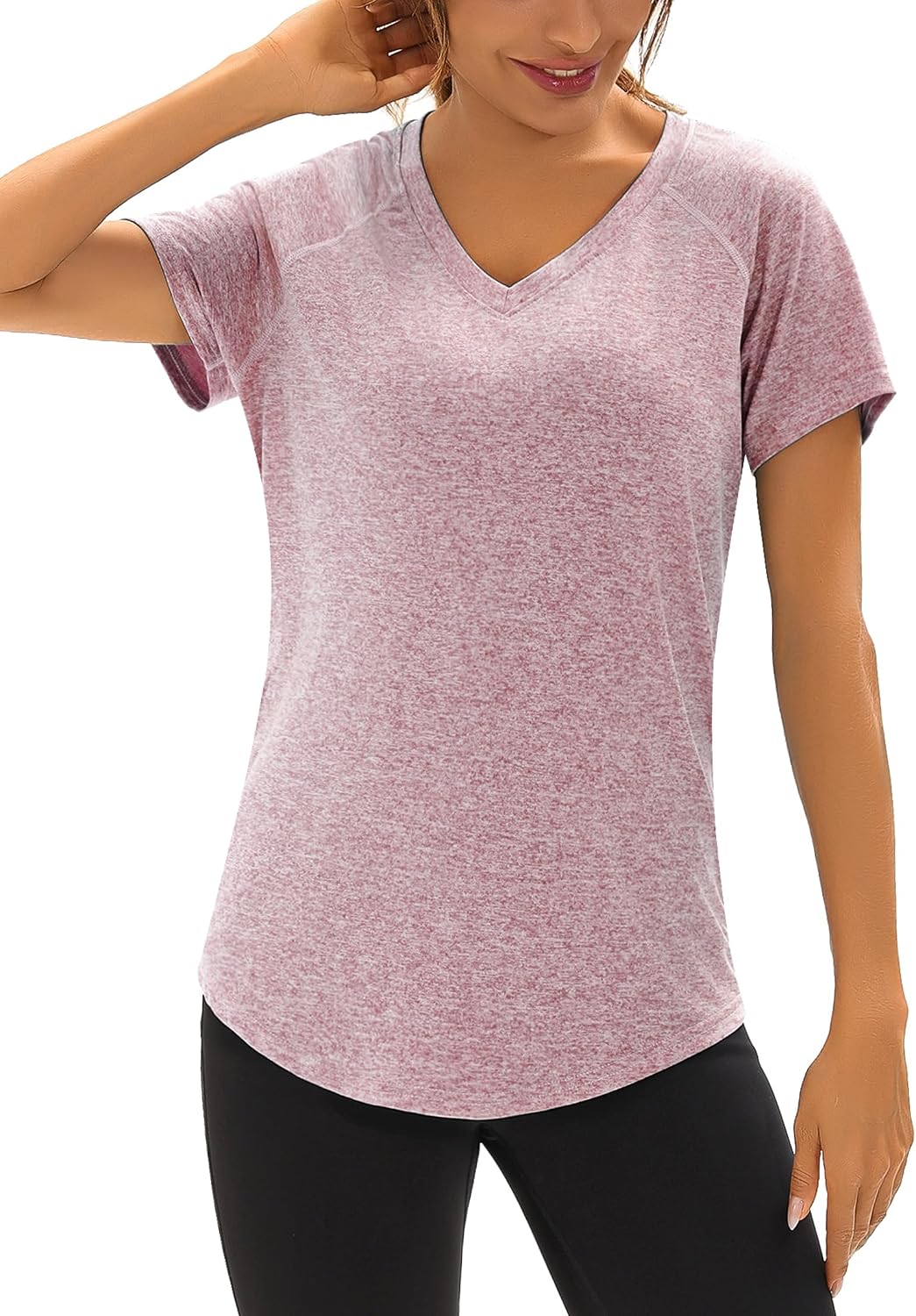 Thumbnail 1 de Wayleb Sportshirt Damen Kurzarm V-Ausschnitt – Leichtes, atmungsaktives Lauf- und Fitnessshirt