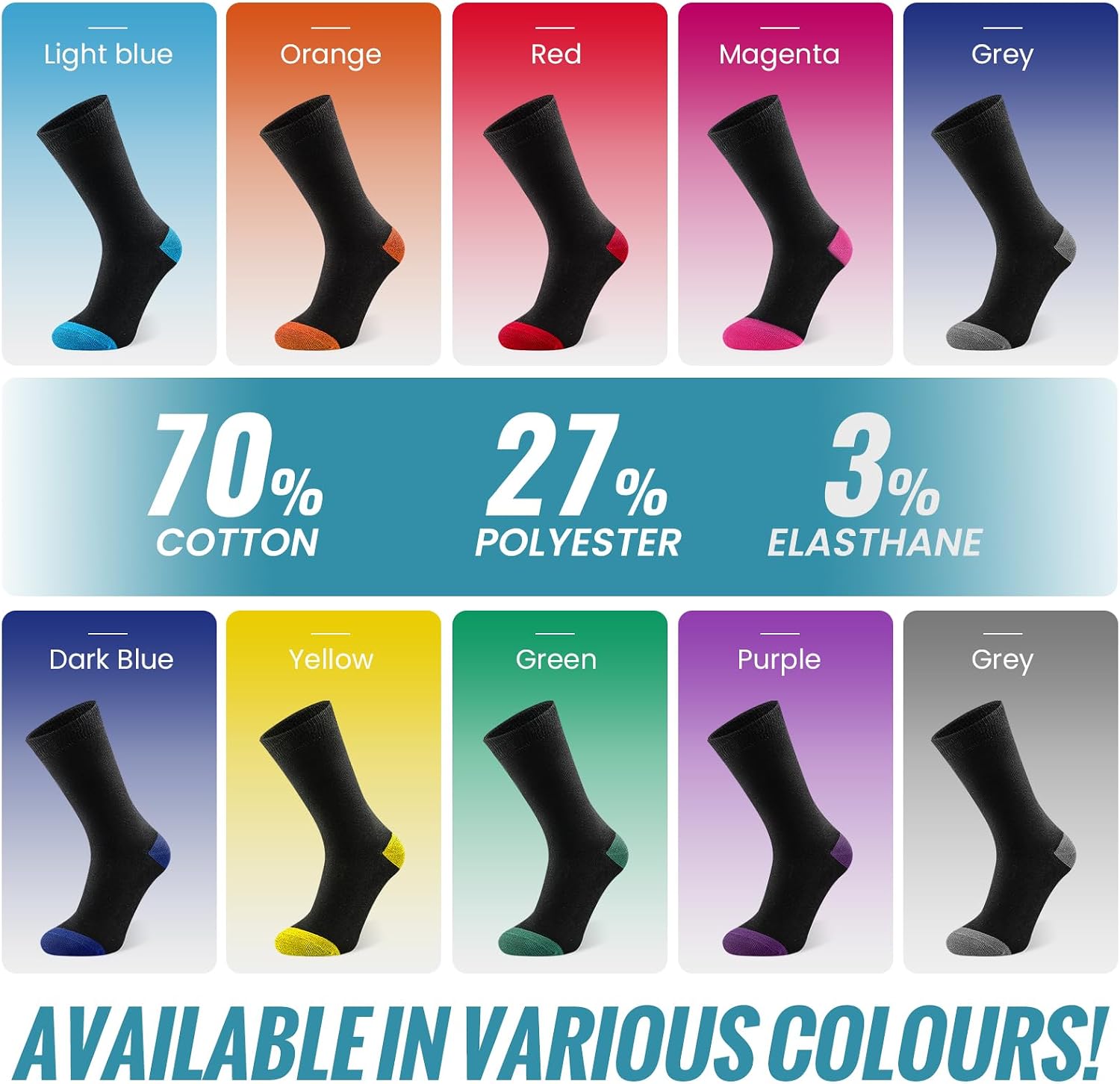 Detalle de Cirorld mens black socks 10 pairs breathable