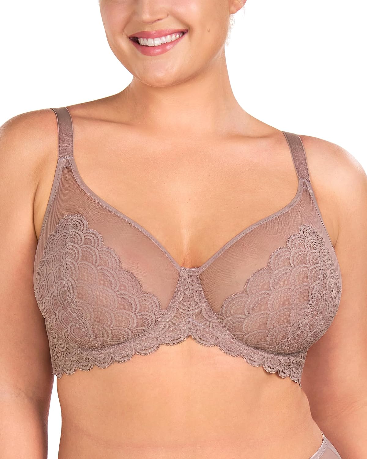 Detalle de HSIA Minimizer Bras for Women Large Bust Full Coverage Lace Plus Size Bra - Mermaid Scales