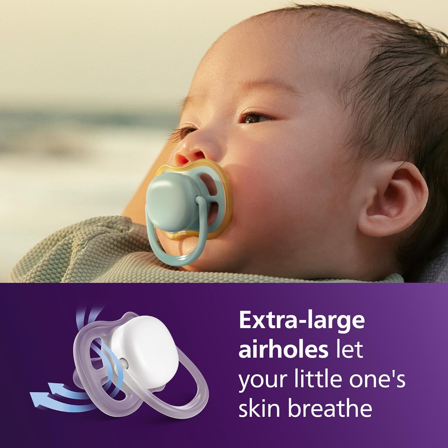 Detalle 2 de Philips Avent Ultra Air Soothers 0–6 Months (SCF087/01) – Orthodontic Design, 2 Pack with Sterilising Case