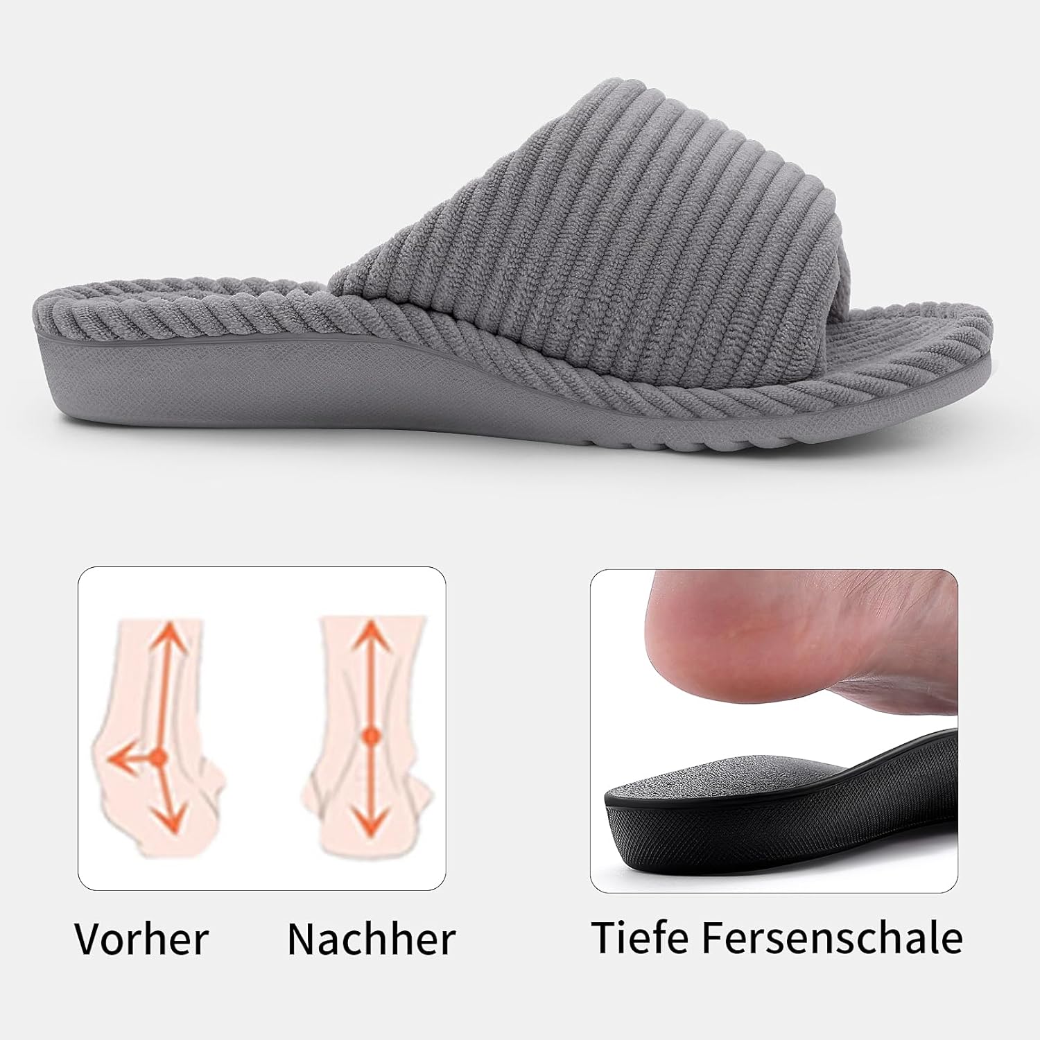 Thumbnail 2 de Litfun orthopädische Damen-Hausschuhe mit Memory-Foam Fußbett, verstellbarem Klettverschluss