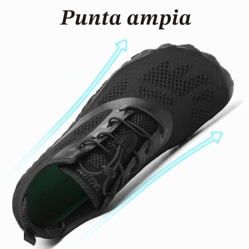 Detalle 2 de SAGUARO Scarpe Barefoot Minimaliste Uomo/Donna Multisport Nero Ragno 44 EU