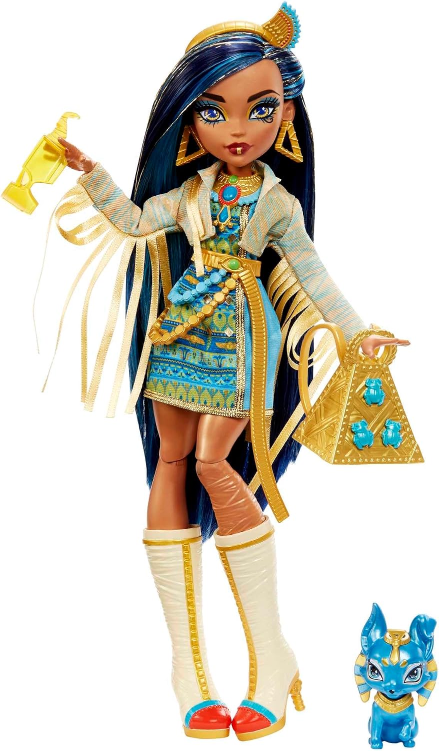 Detalle de Monster High Cleo De Nile HHK54 modedocka med hund och accessoarer