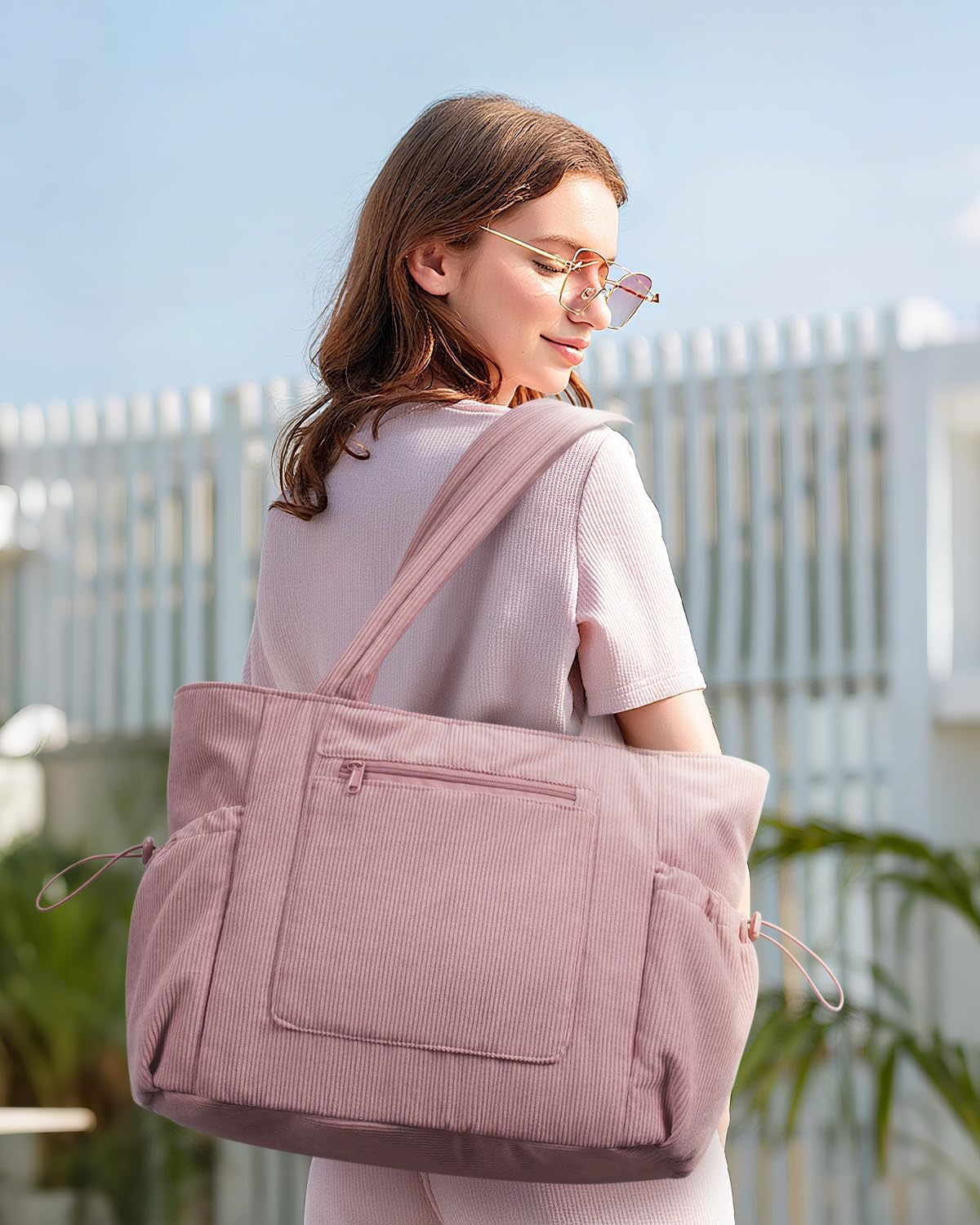 Thumbnail 1 de ECOHUB Tote Bag: Borsa Tote da Donna in velluto a coste, grande capacità, cerniera e multitasche