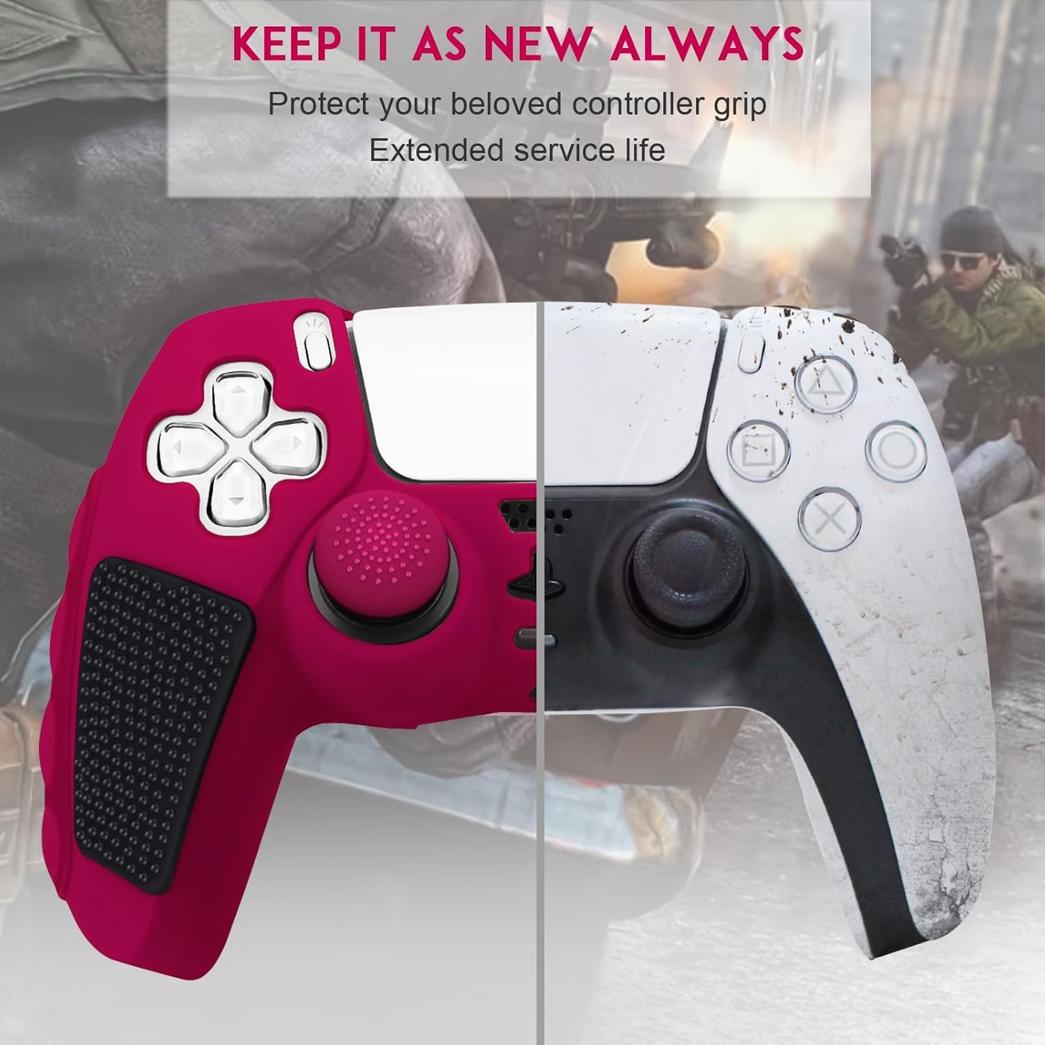 Thumbnail 3 de SIKEMAY Anti-Slip PS5 Controller Skin (2-Pack) with Thumb Grip Caps
