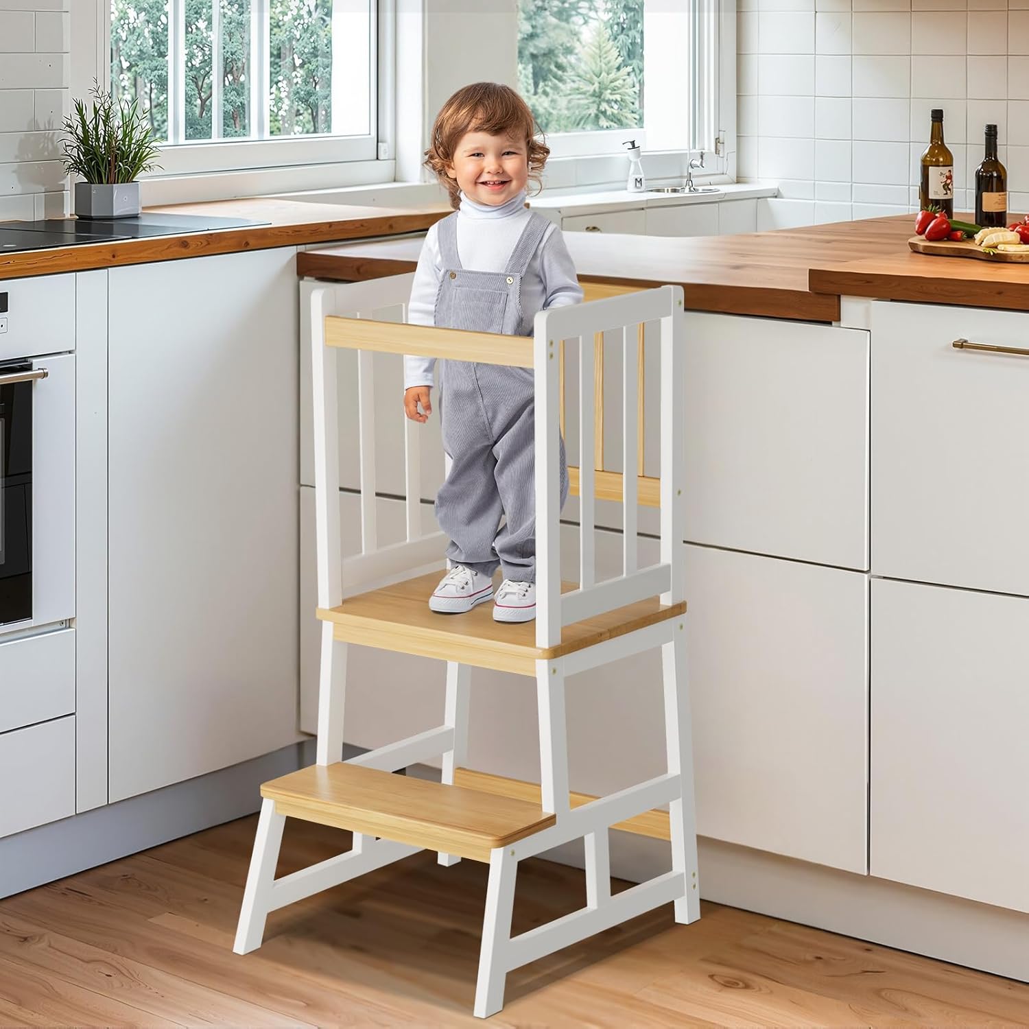 Thumbnail 6 de Cosyland Toddler Kitchen Standing Tower (Natural) – A practical learning helper for 1.5–3 year olds