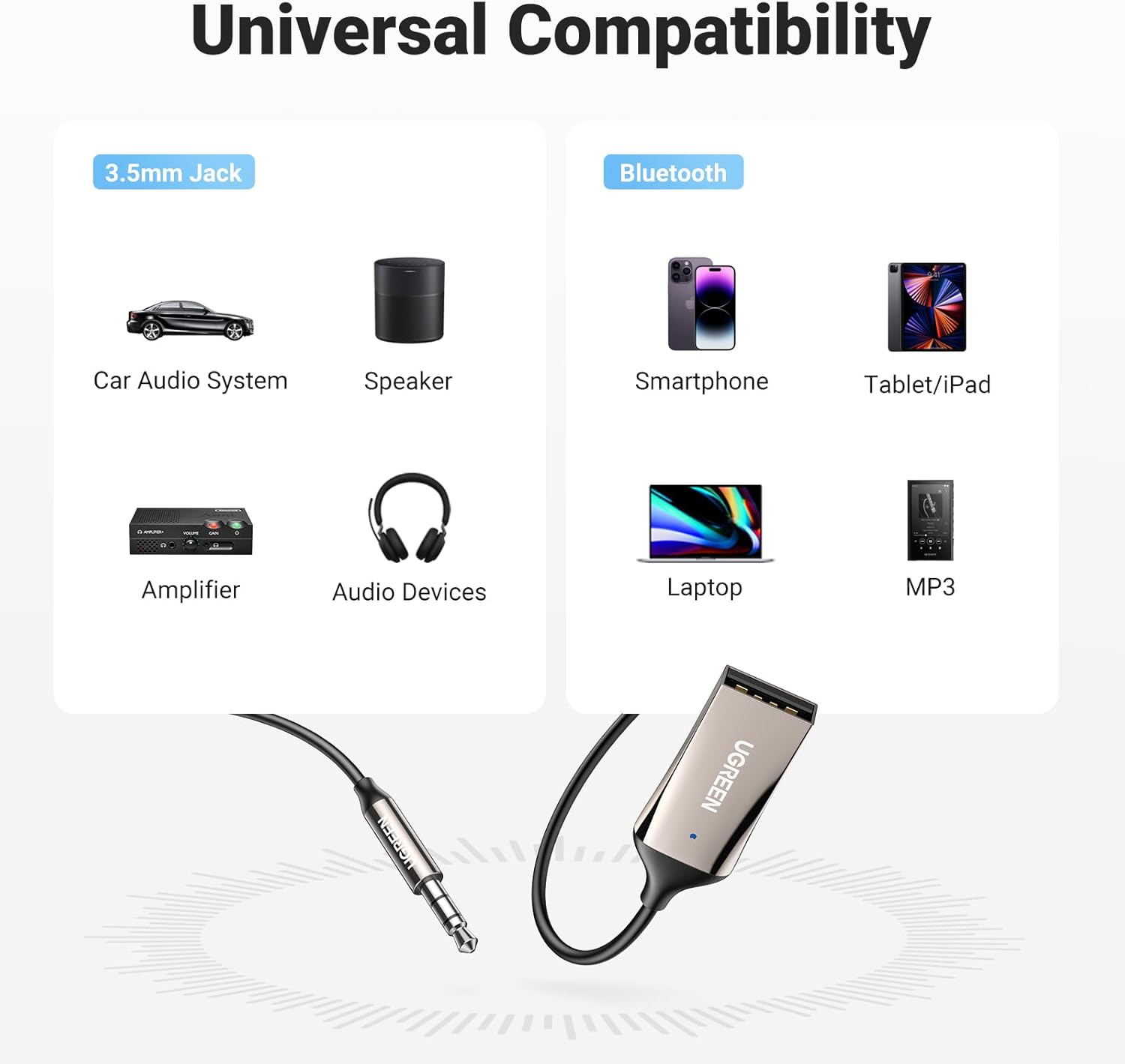 Thumbnail 5 de UGREEN Bluetooth Aux Adapter 3.5mm for car audio 🎧