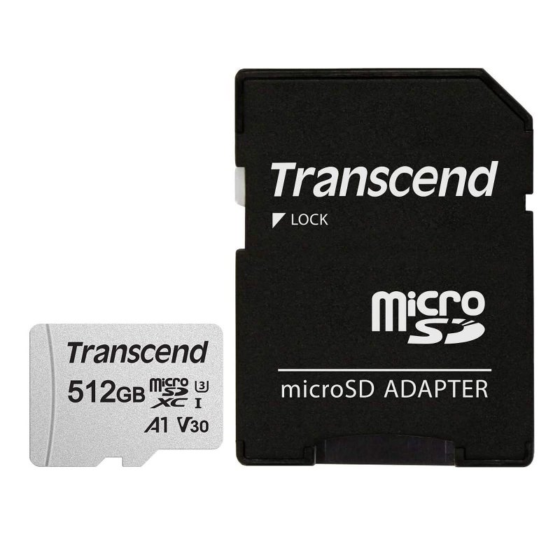 Detalle de Transcend 300S MicroSDXC 512GB UHS-I U3 V30 A1 Clase 10