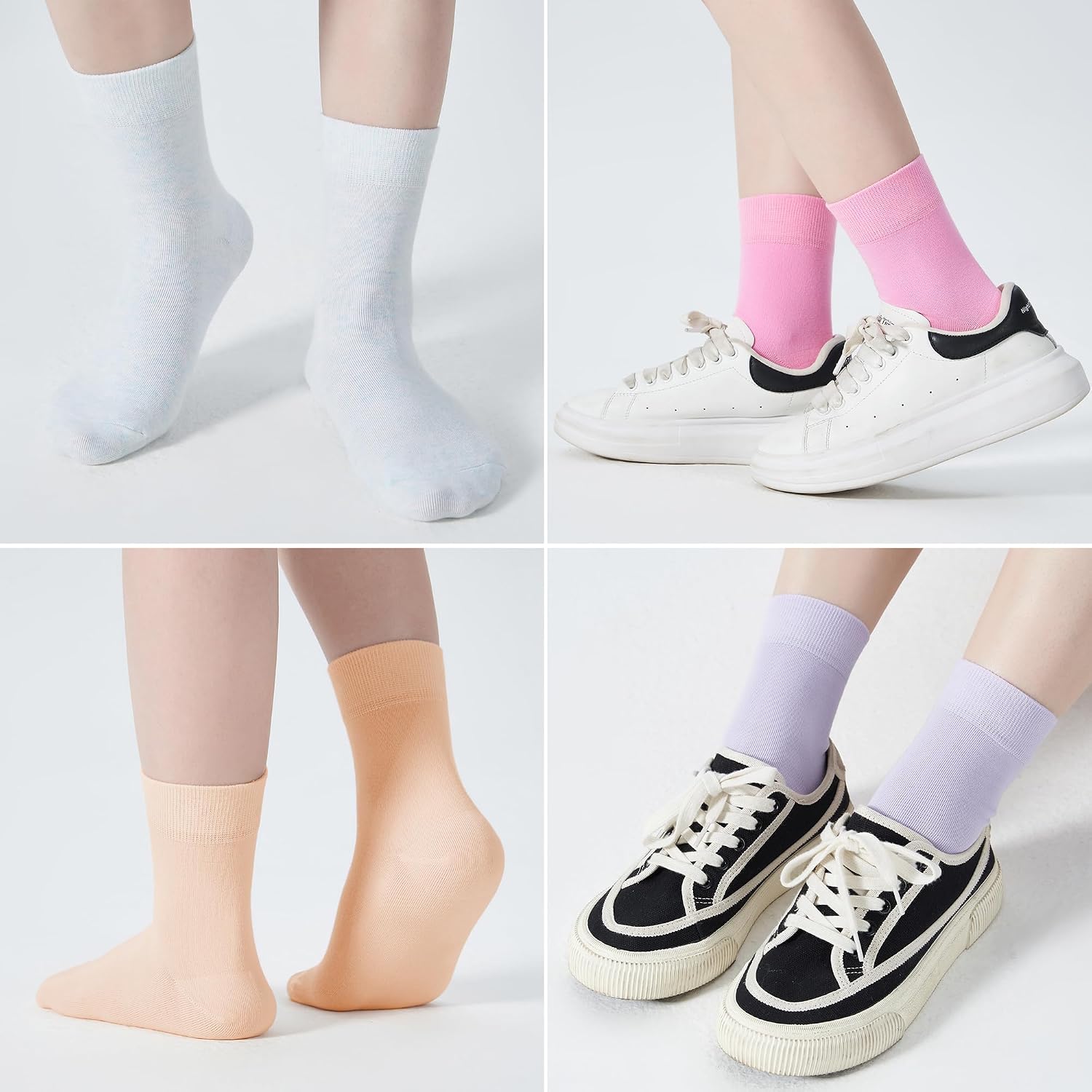 Detalle de ATBITER Ankle Socks, Thin Cotton Crew Socks for Flats and Sneakers, 6 Pairs