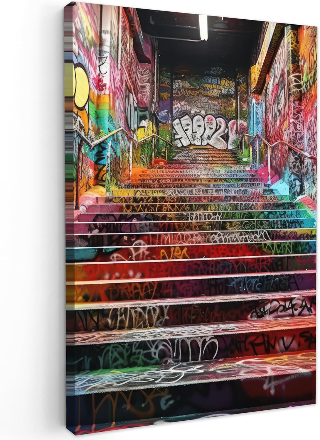 Impressions sur toile MuchoWow© 80x120 cm – déco murale Graffiti en couleurs, sans perçage