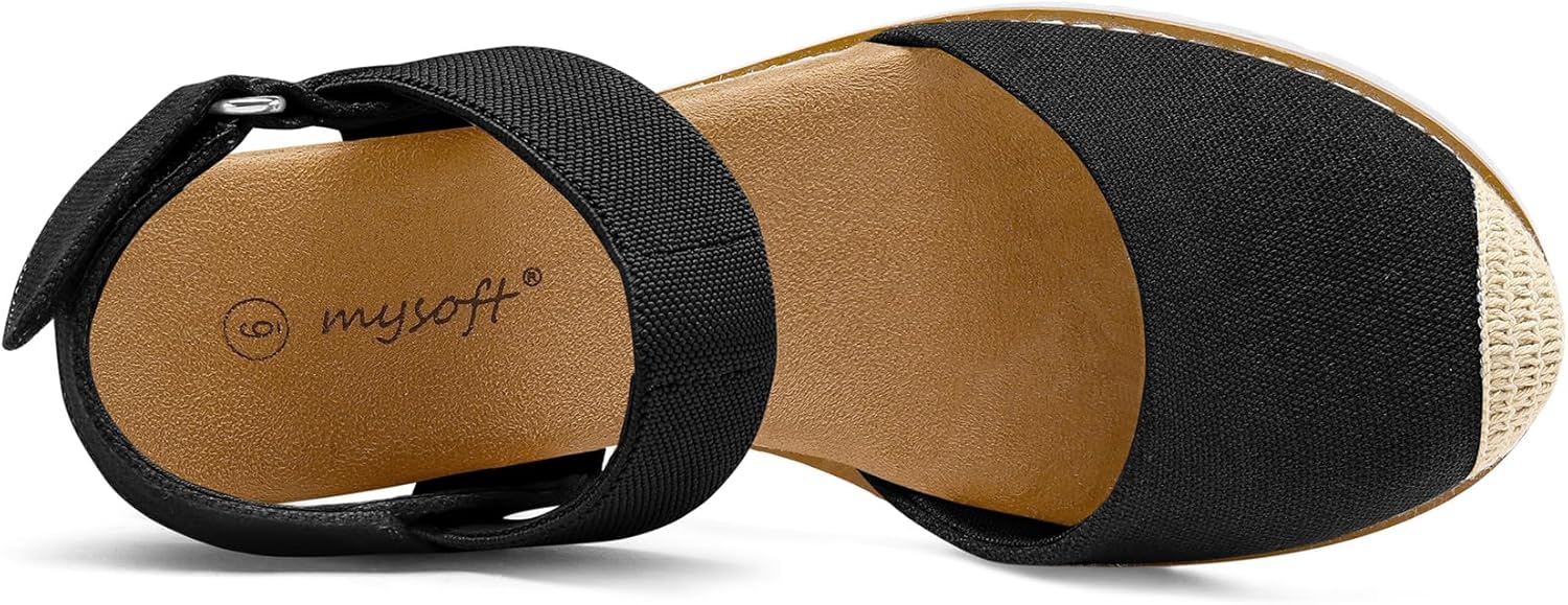 Thumbnail 4 de mysoft Women's Low Wedge Sandals with Comfortable Closed Toe, Elastic Ankle Strap, and Slip-On Ease