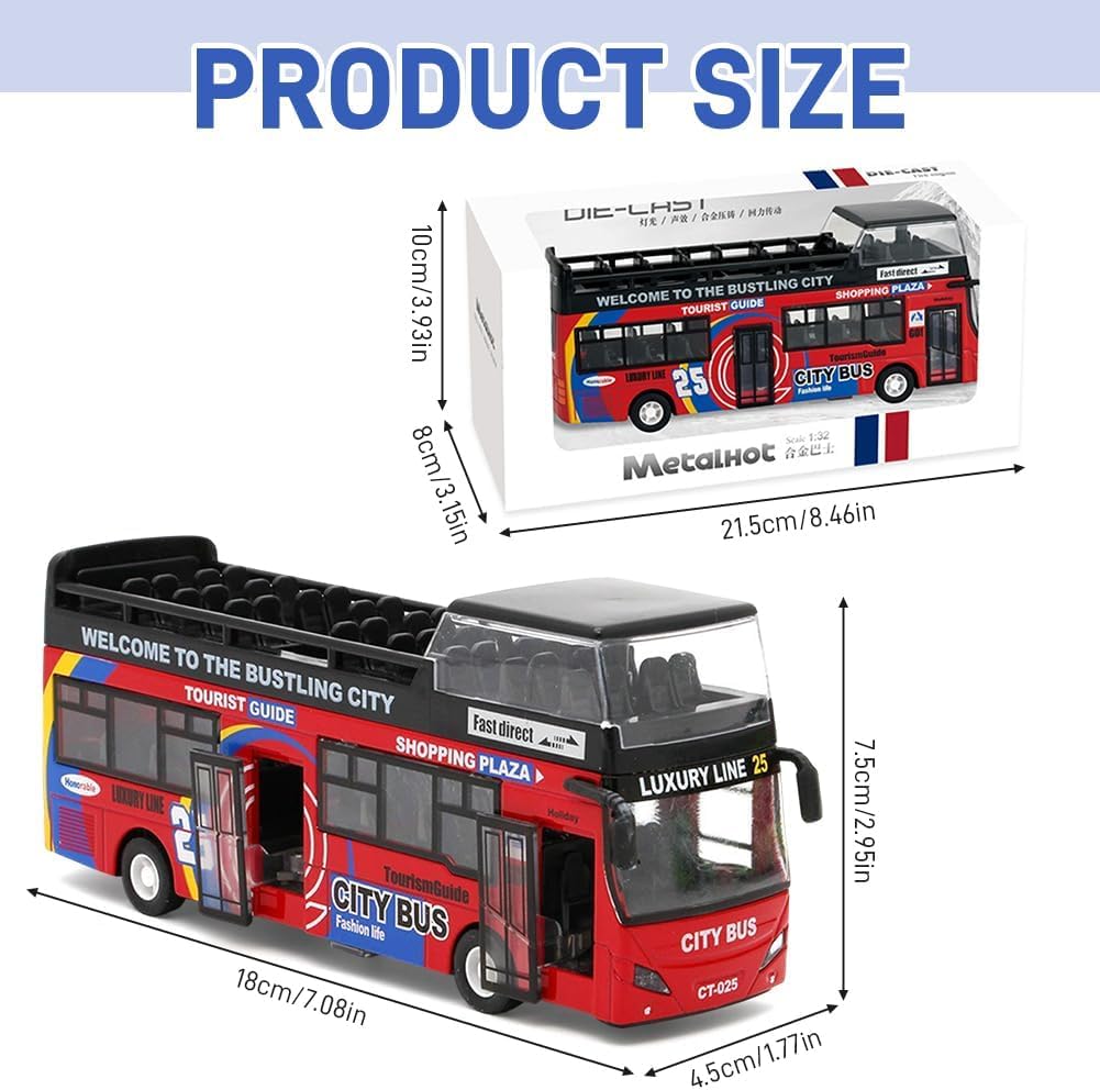 Thumbnail 1 de MIFKLMV London Double Decker Bus Toy 1:32 Scale Die Cast Model
