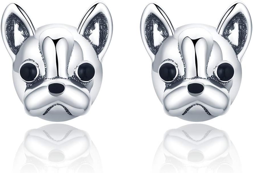 Detalle de Oorbellen-Ohrstecker aus 925er Sterlingsilber – Motiv Treue Partner Französische Bulldogge