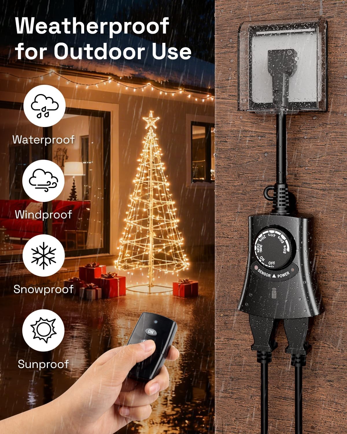 Thumbnail 2 de HBN 204R Outdoor Remote-Control Timer with 2 Grounded Outlets