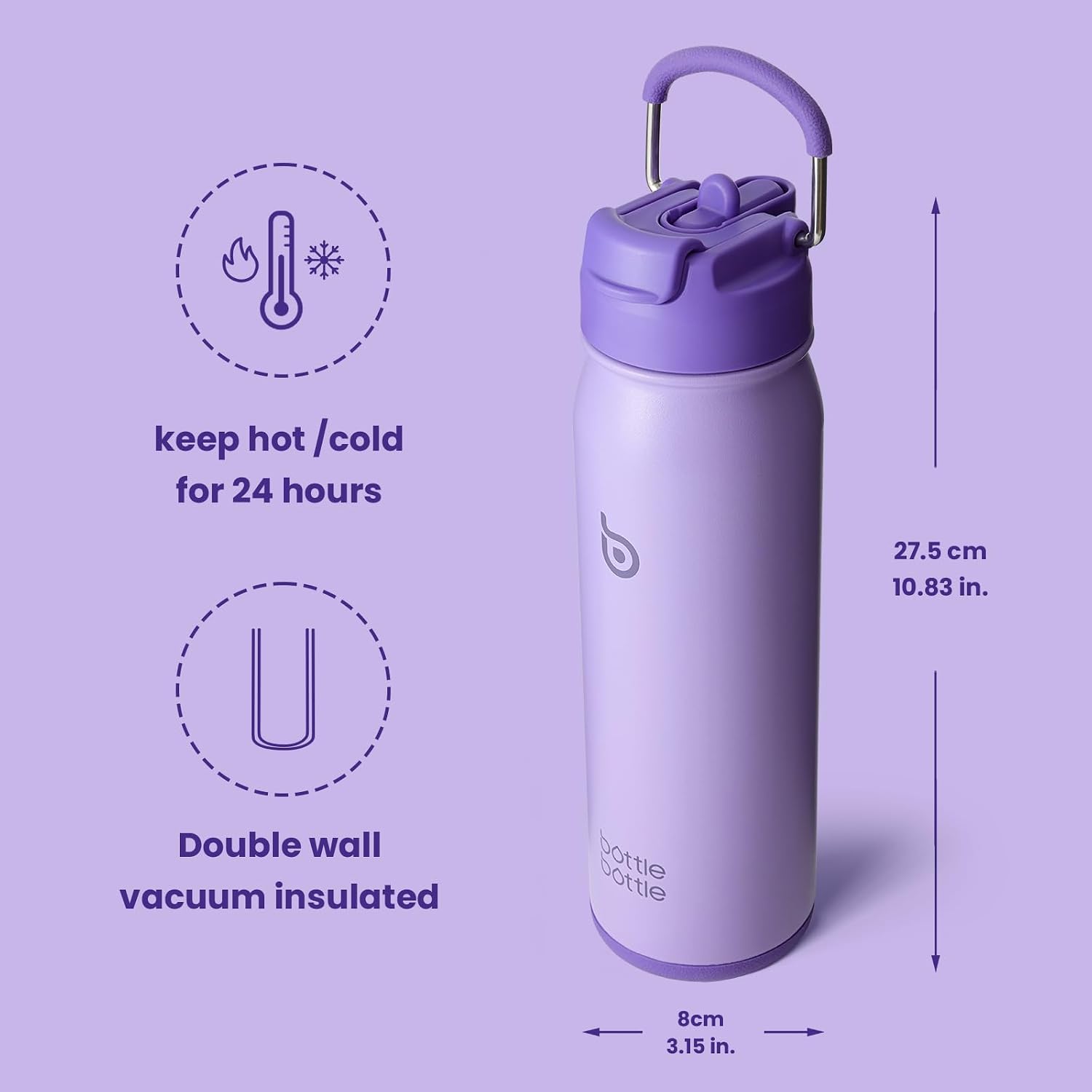 Thumbnail 4 de Insulated water bottle 700ml Straw lid
